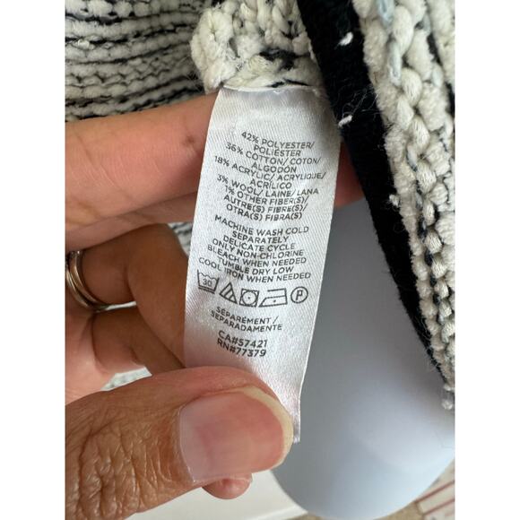 Ann Taylor Black White Knit Tweed Jacket Size M - Picture 3 of 5